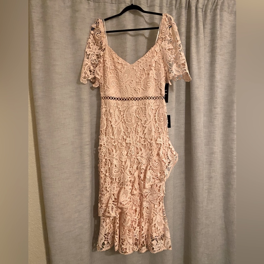 Lulu’s crochet midi dress peachy pink large
